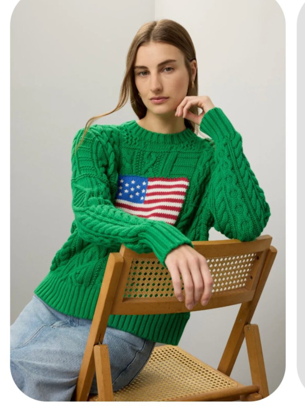 Polo Ralph Lauren Aran Flag Sweater Green Size Medium - Picture 2 of 10